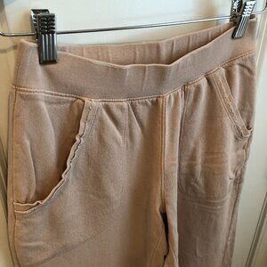 Lilla P Cotton Wide Leg Pant Cropped XS Lilla P Pants Women's Light Pink Beige